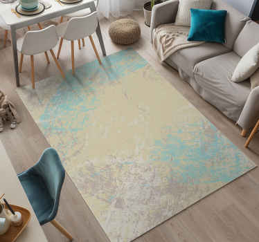 Vinyl Teppich Esszimmer gelbes und blaues abstraktes Design - TenStickers