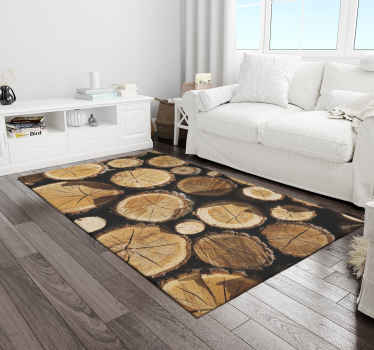 Log Slice Pattern wood effect vinyl rug - TenStickers