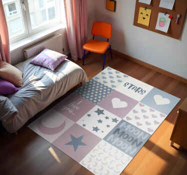 Love You Moon kids vinyl rug - TenStickers
