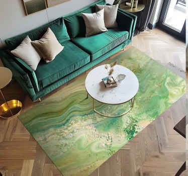 Green & beige colors marble vinyl rug - TenStickers