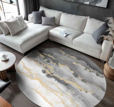 Grey with golden details marble vinyl rug - TenStickers