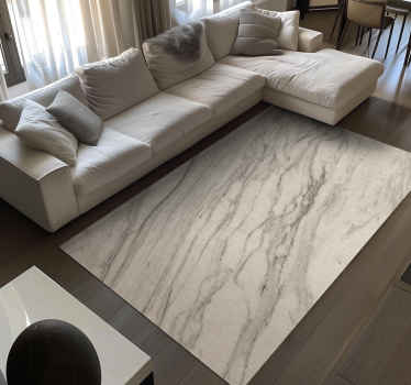 Tapis vinyle marbre nuances ivoire avec détails noirs - TenStickers