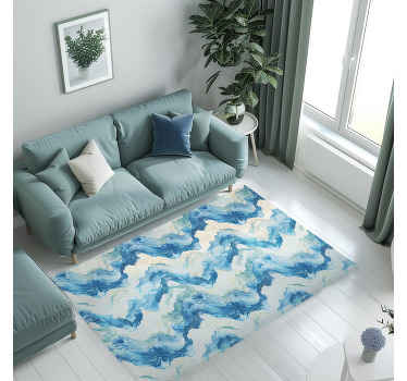 Gemarmerde golven vinyl tapijt blauw - TenStickers