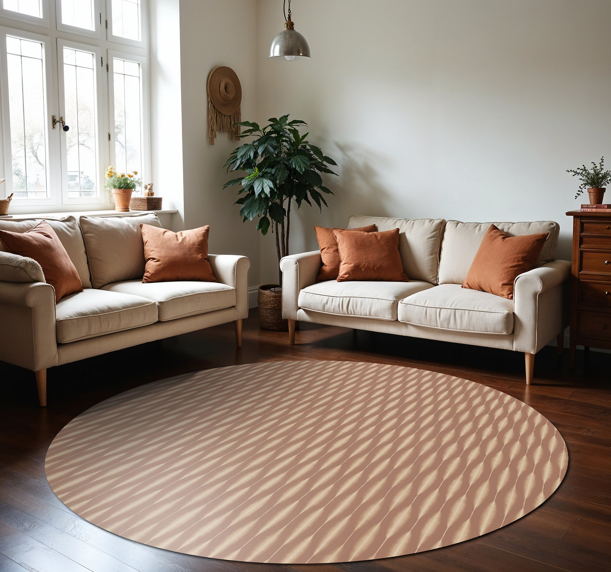 Tapis vinyle design moderne mousse moka ikat kasuri