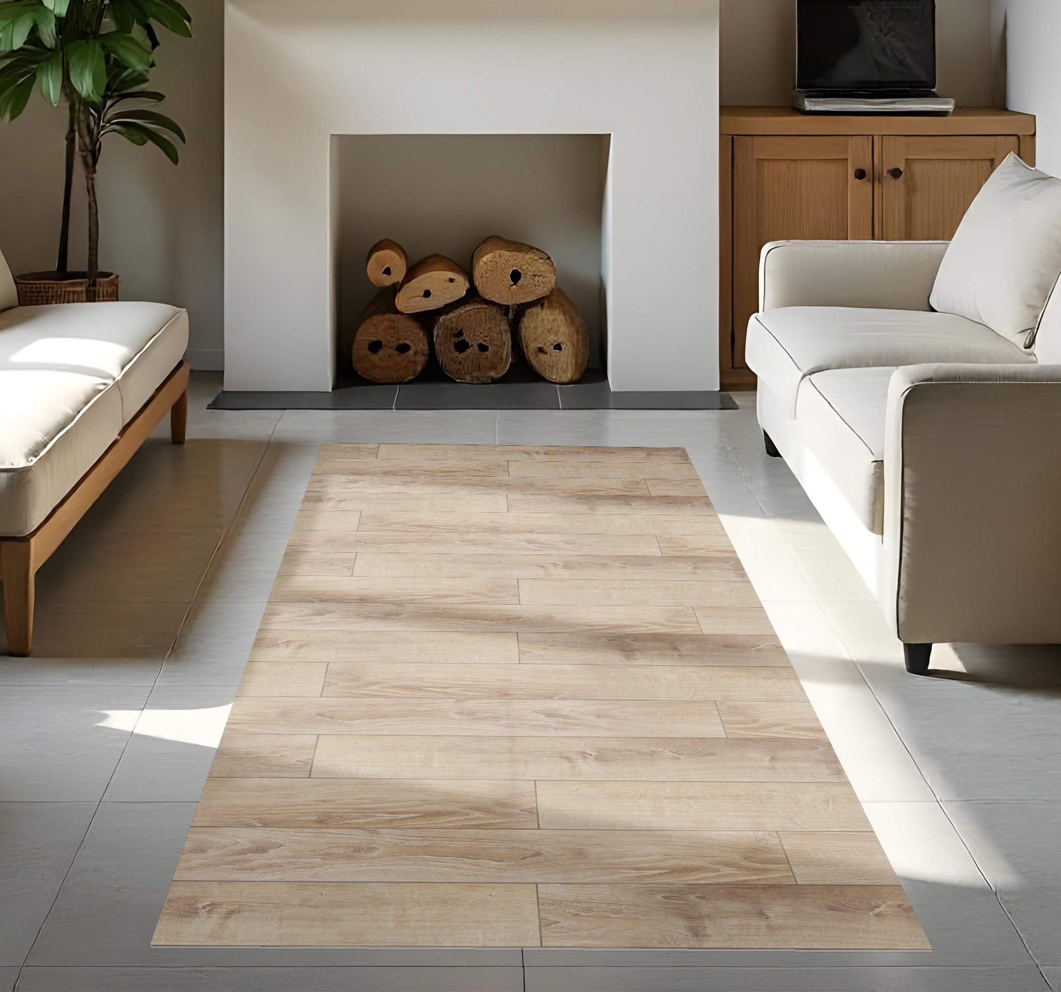 Tapis vinyle imitation parquet parquet couleur beige