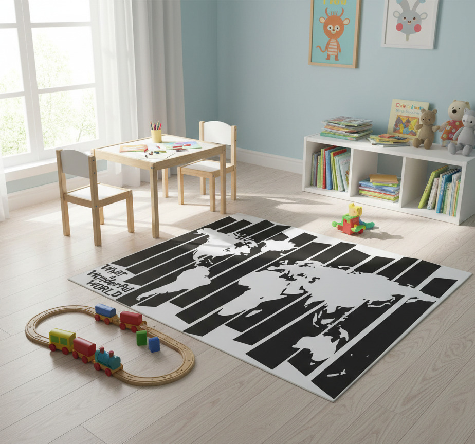 Tenstickers Vinyl tapijt wereldkaart retro wereldkaart