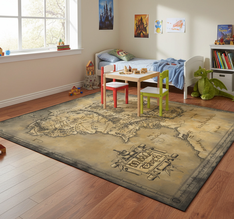 Tenstickers Vinyl tapijt wereldkaart decoratieve midden-aarde kaart