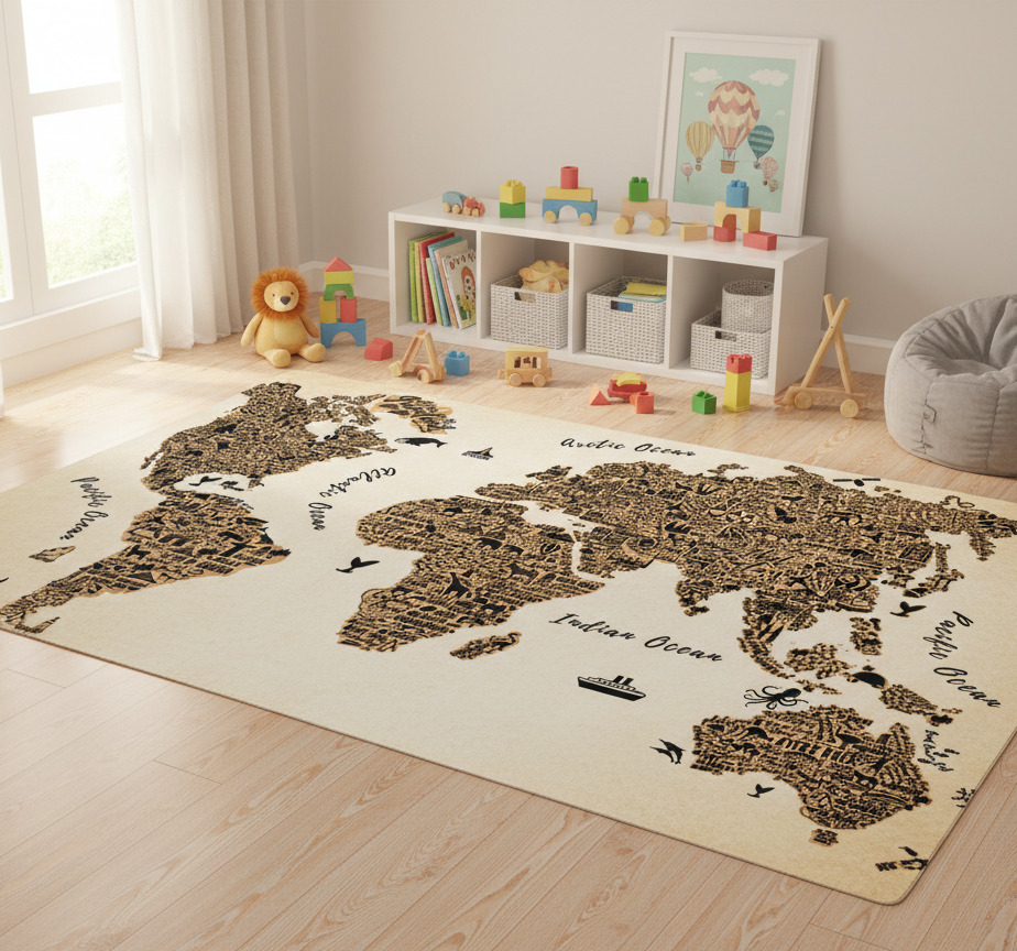 Tenstickers Vinyl tapijt wereldkaart vinilo mapamundi profiel teksten