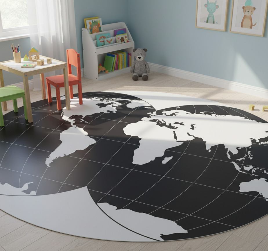 Tenstickers Vinyl tapijt wereldkaart decoratief dubbel globe