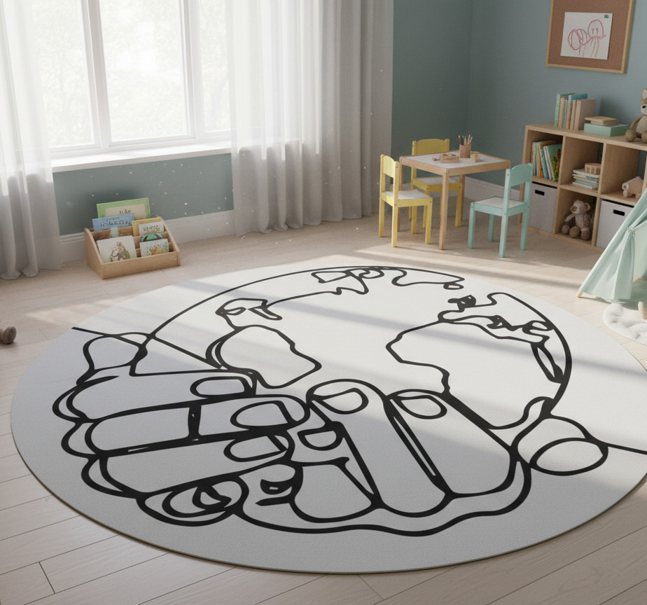 Tenstickers Vinyl tapijt wereldkaart minimalistische aarde