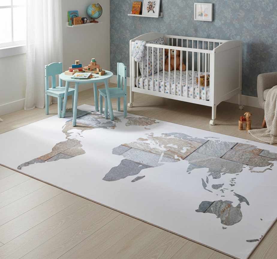 Tenstickers Vinyl tapijt wereldkaart marmer effect