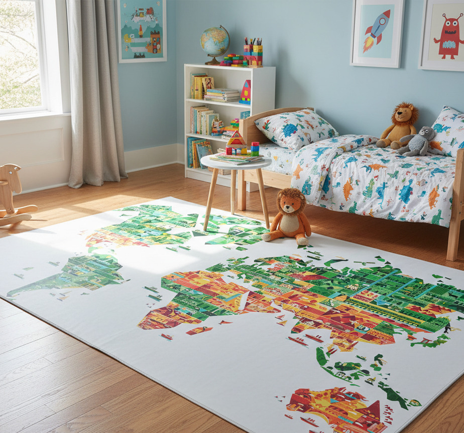 Tenstickers Vinyl tapijt wereldkaart geometrische decoratie