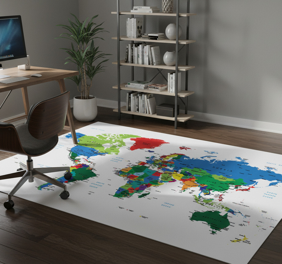 Tenstickers Vinyl tapijt wereldkaart politieke cartografie
