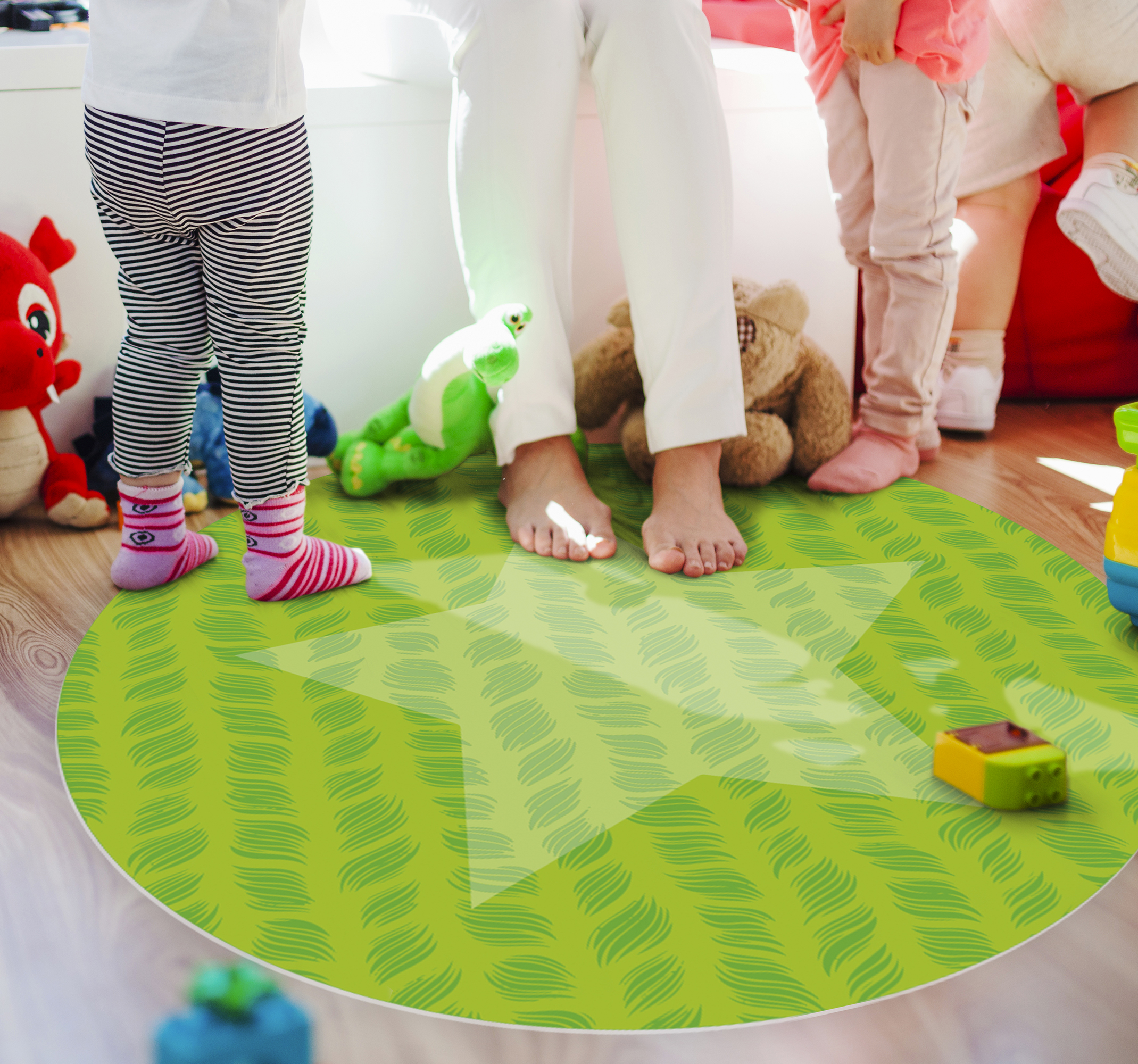 Alfombra vinílica infantil verde con estrella