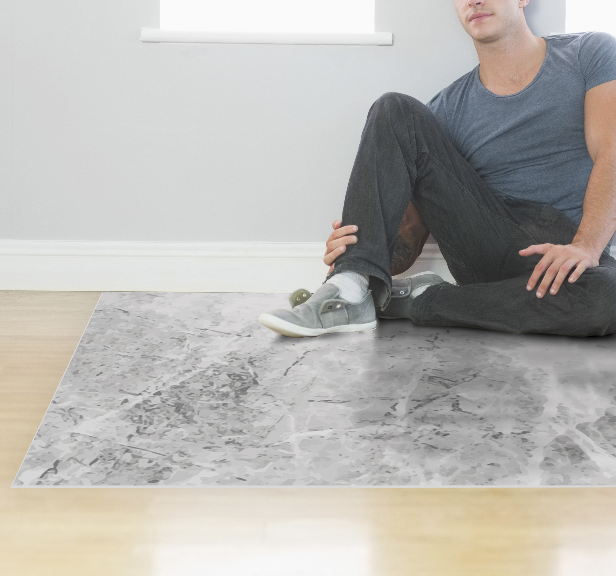 Alfombra vinílica comedor minimalista gris