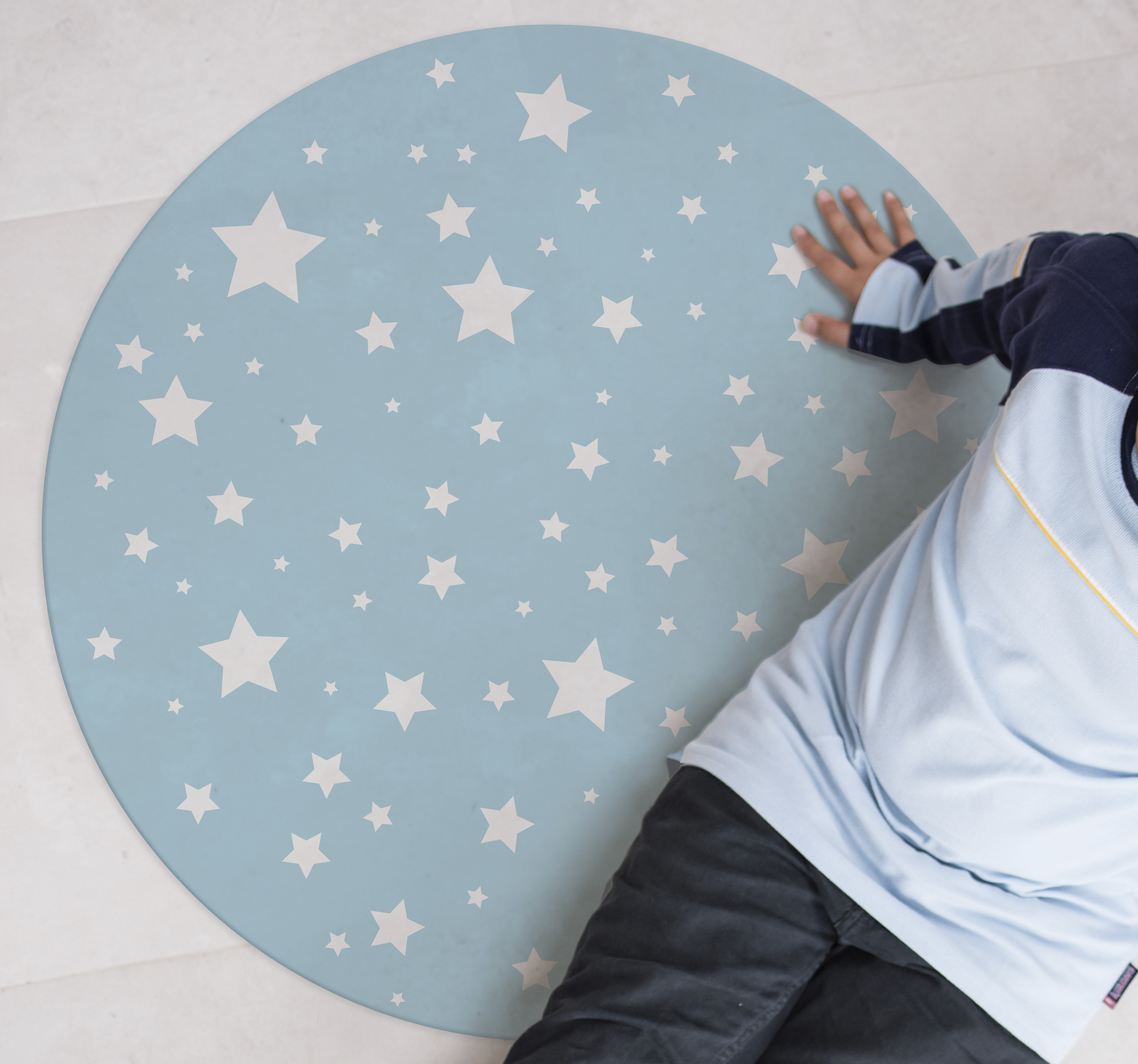 Alfombra pvc infantil redonda estrellas azules