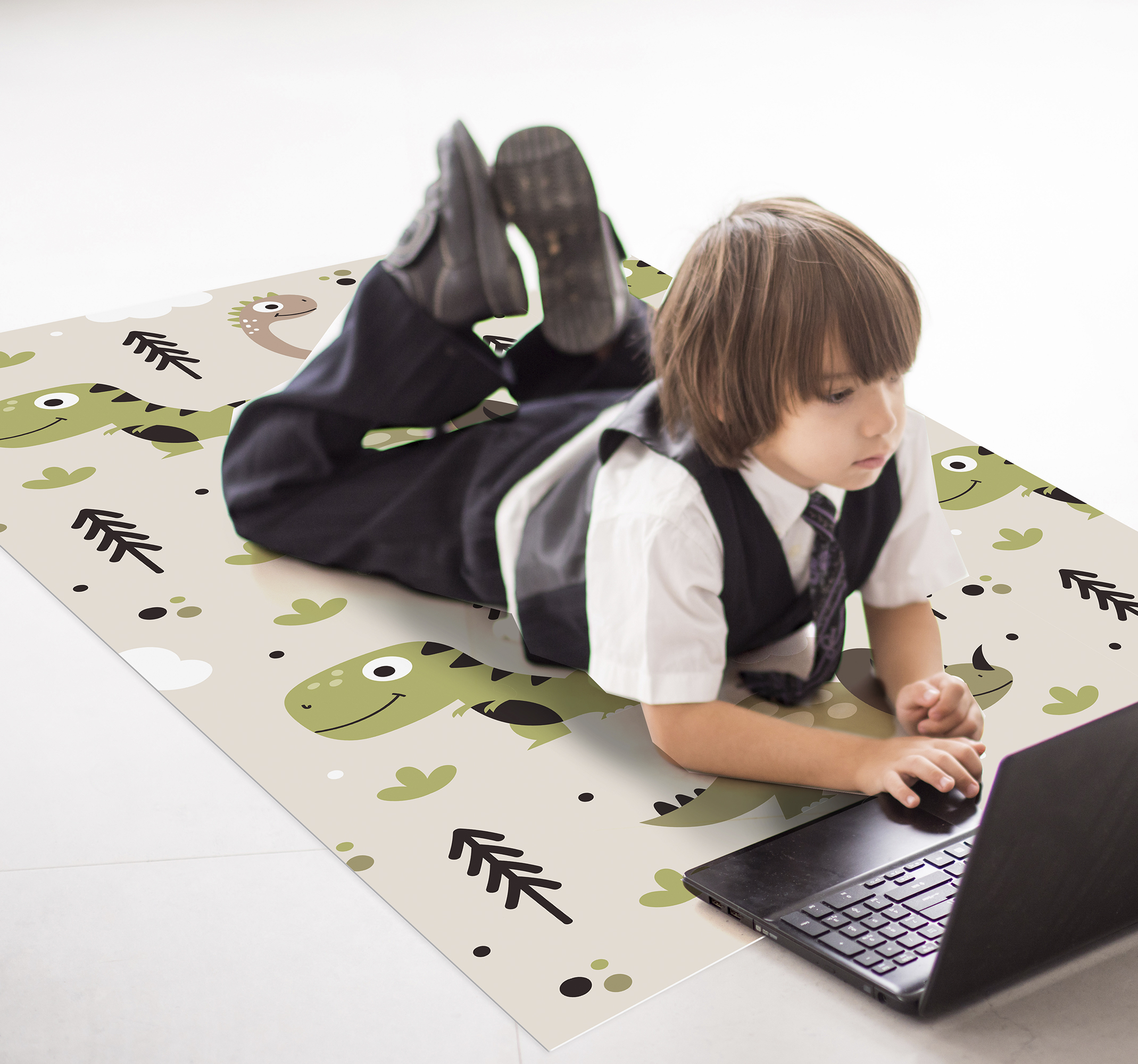 Alfombra pvc infantil verde dinosaurios para niños