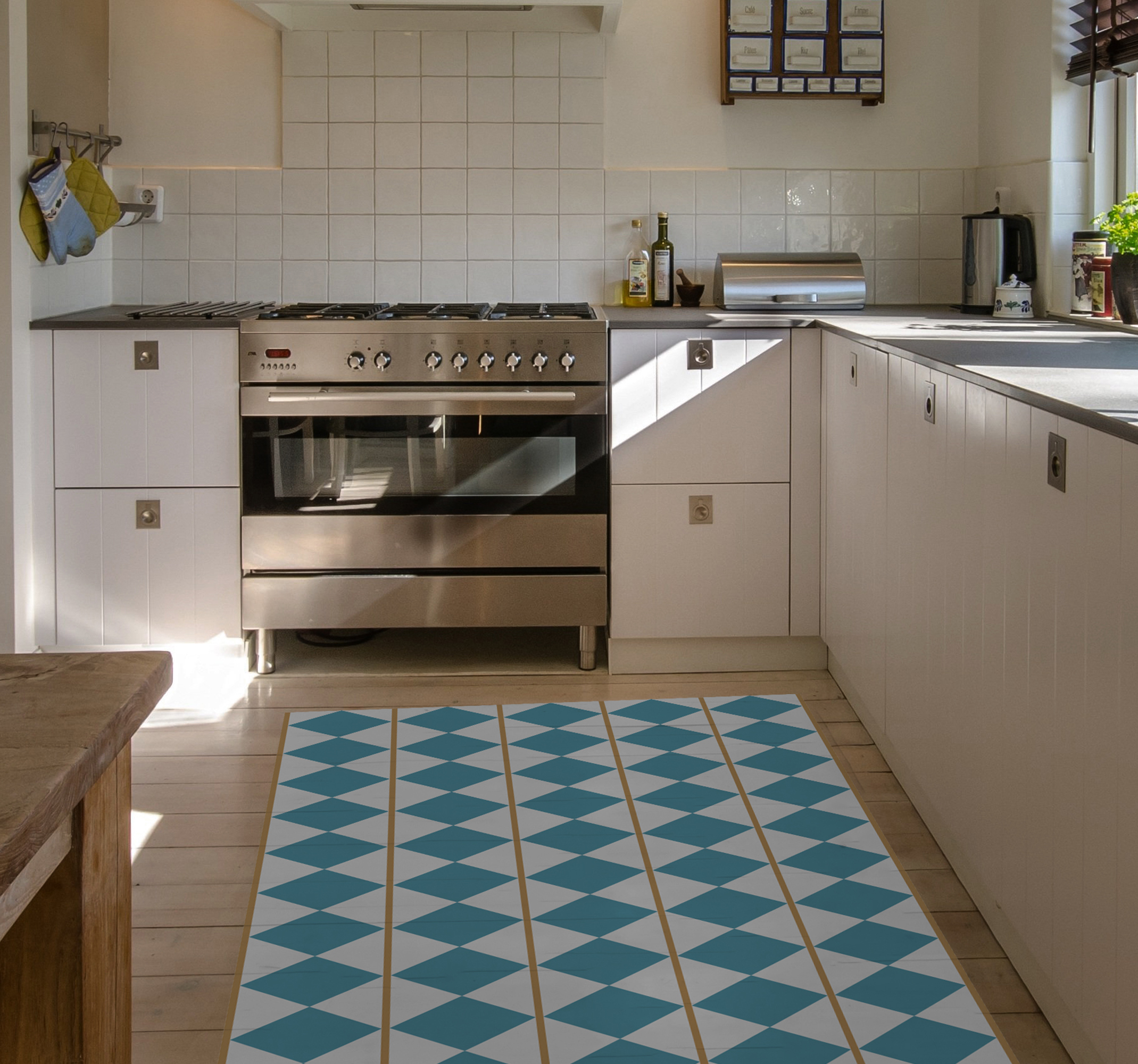 Alfombra pvc cocina geométrica diseño sueco
