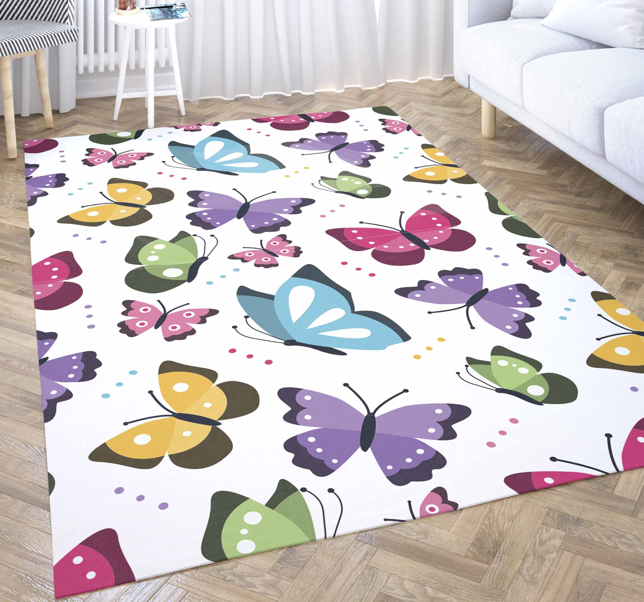 Alfombra vinílica animales mariposas coloridas