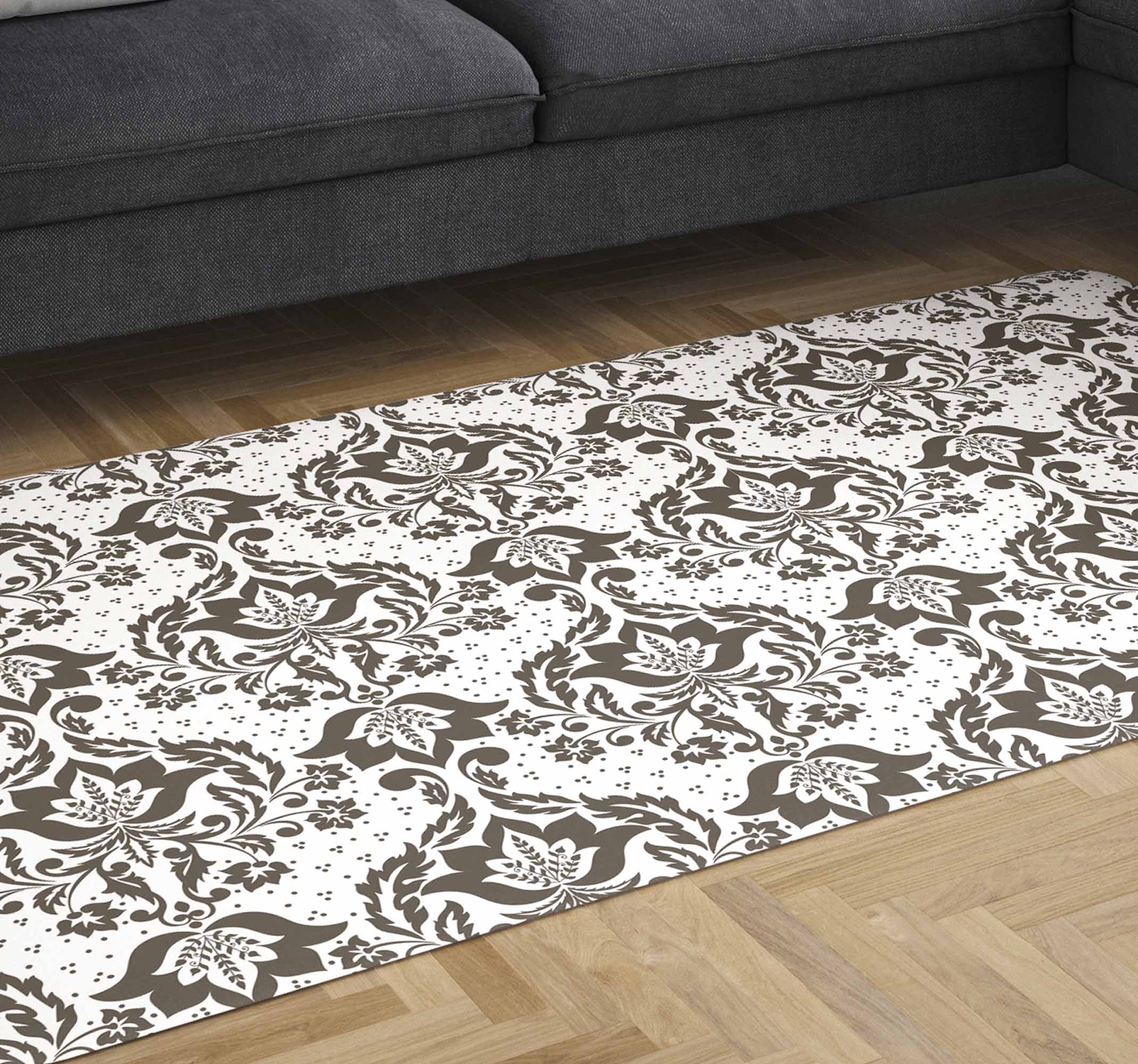 Alfombra vinílica vintage flores ornamentales
