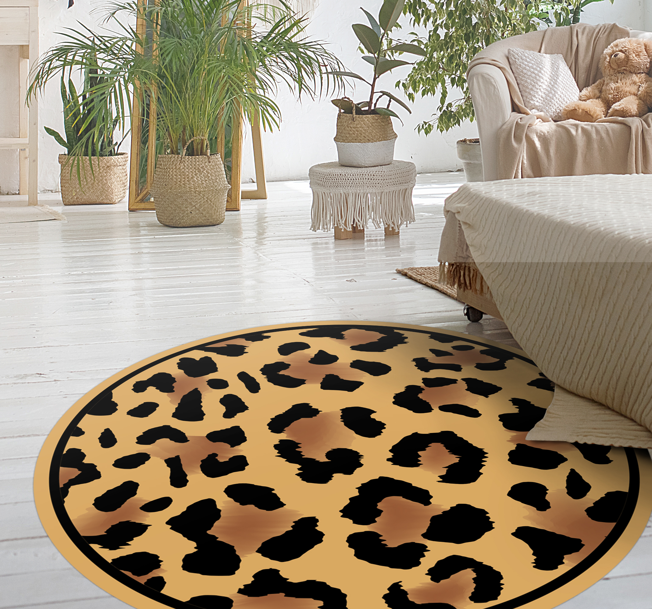 Alfombra vinilo animal print redonda leopardo