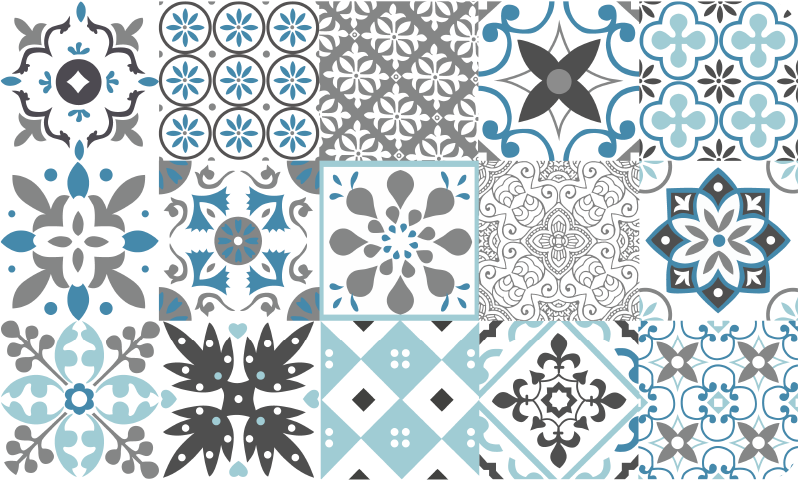 Vinyl Teppich Küche blaues mosaik - TenStickers