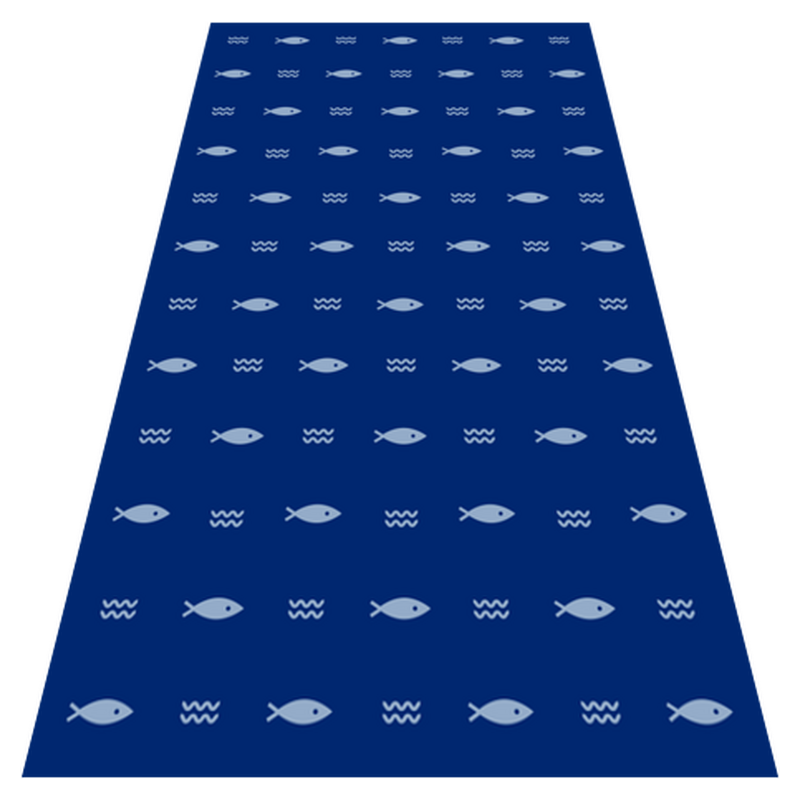 Padrão mínimo de peixe tapete de vinil mínimo TenStickers. Padrão mínimo de peixe tapete de vinil mínimo. Tapete de vinil retangular com produtopadrão de peixe. Este incrível tapete de vinil de cor azul é tudo o que precisa para o seu espaço e é fácil de manter.