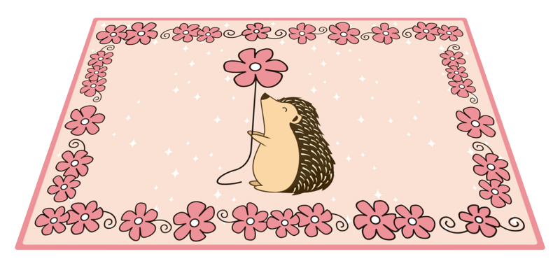 Tapete de vinil animal porco-espinho e margarida TenStickers. Tapete de vinil animal porco-espinho e margarida. tapete em vinil retangular de vinil para quarto de criança, com desenho de porcos-espinhos e estampas florais. é fácil de manter e de alta qualidade.