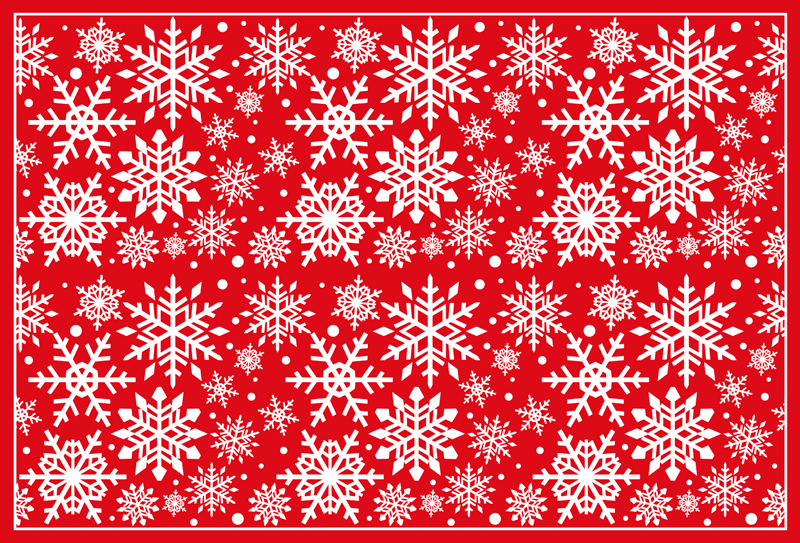 copos nieve fondo rojo Christmas rug - TenStickers
