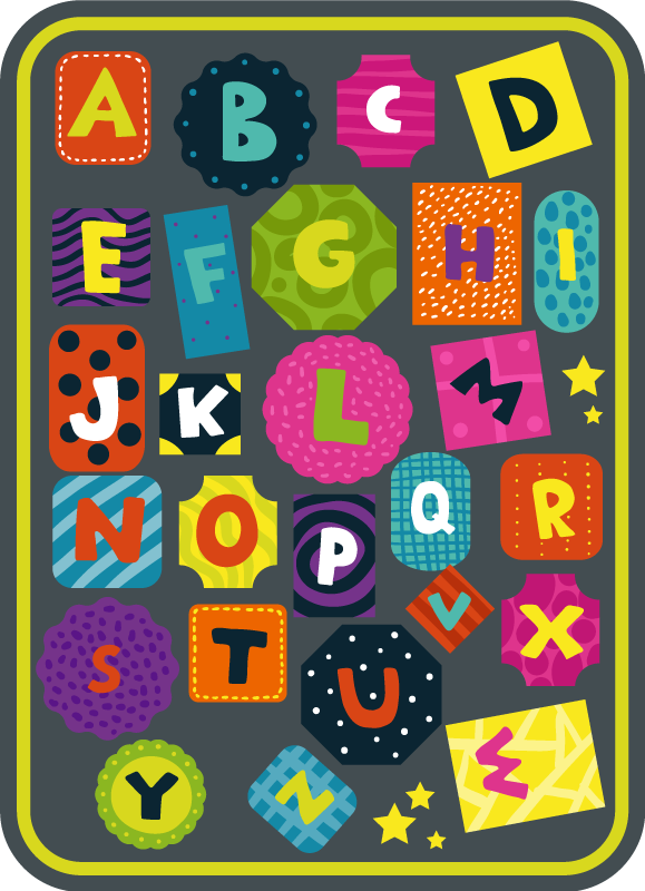 Tappeto In Vinile Alfabeto Alfabeto Colorato Per Bambini Tenstickers