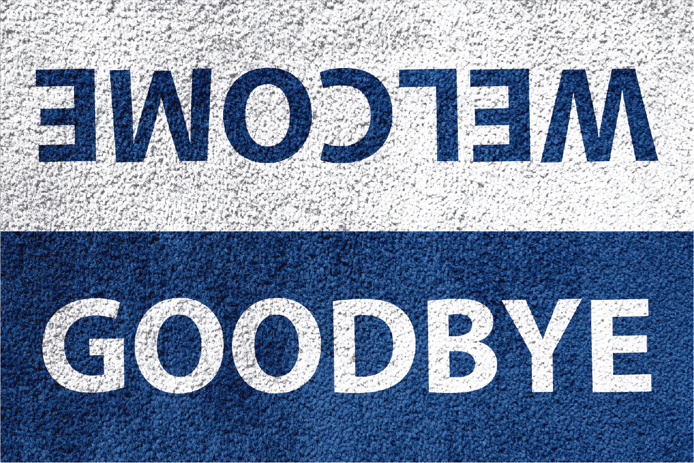 Welcome Goodbye Statement custom vinyl rug