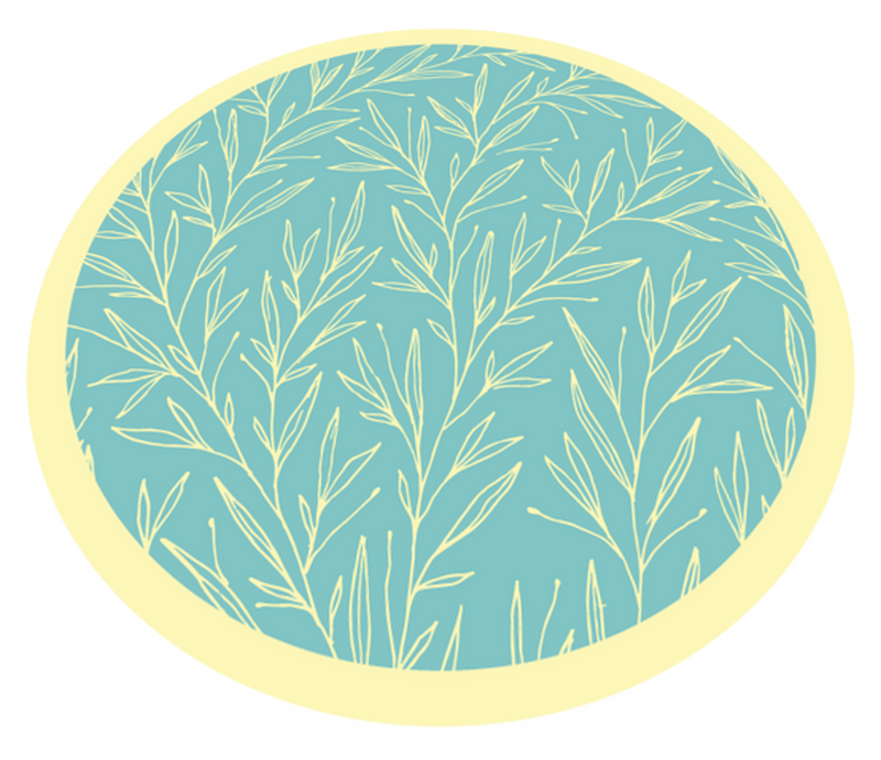 Flor em linhas tapete de flores TenStickers. Flor em linhas tapete de flores. Flor em linhas tapete de vinil para quarto. produtocom o mínimo de plantas e folhas subindo, cor amarela, borda amarela e fundo azul-marinho!