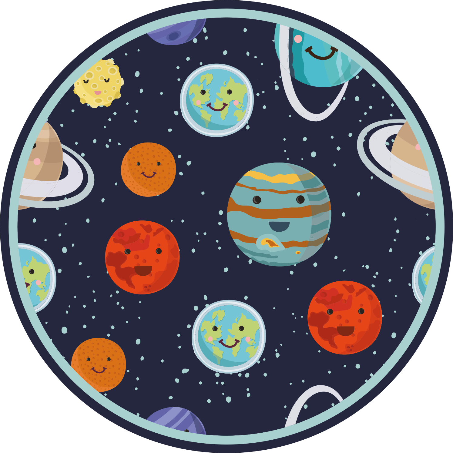 Tapis pour enfant motif planète 80 x 120 cm système solaire motif planète 