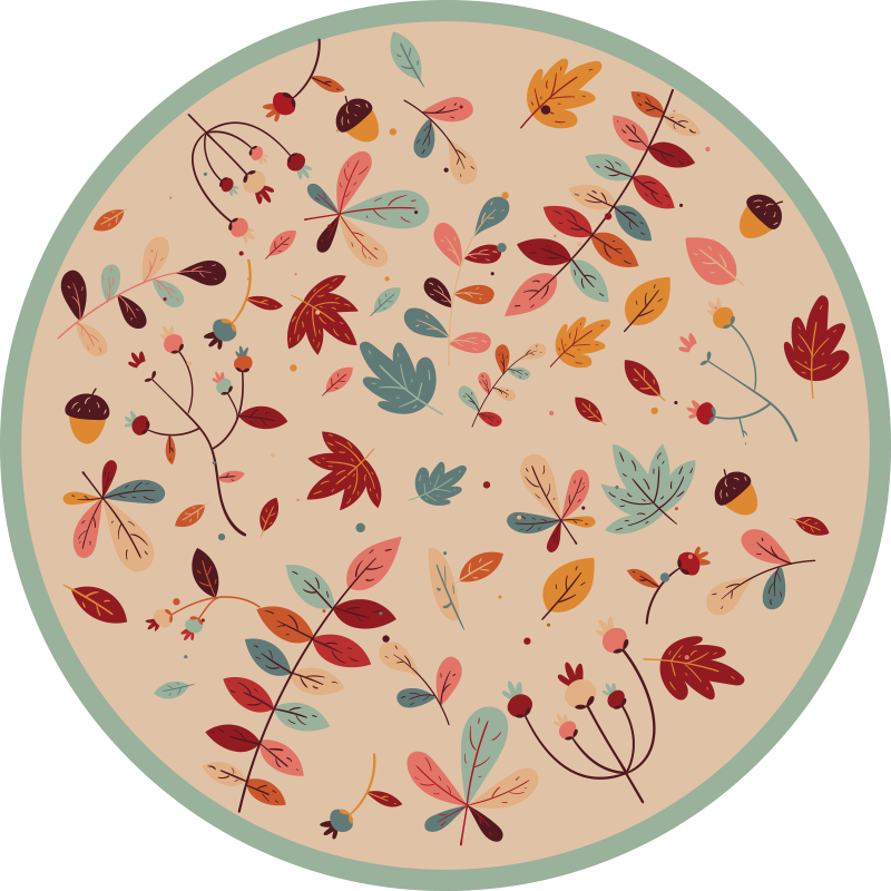 Alfombra vinílica redonda hojas de otoño - TenVinilo