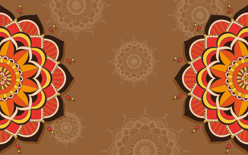 Autumnal Half Mandalas Mandala Vinyl Rug Tenstickers