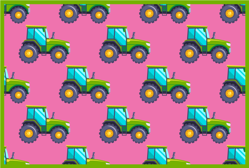 Alfombra vinílica infantil Patrón de tractor colorido - TenVinilo