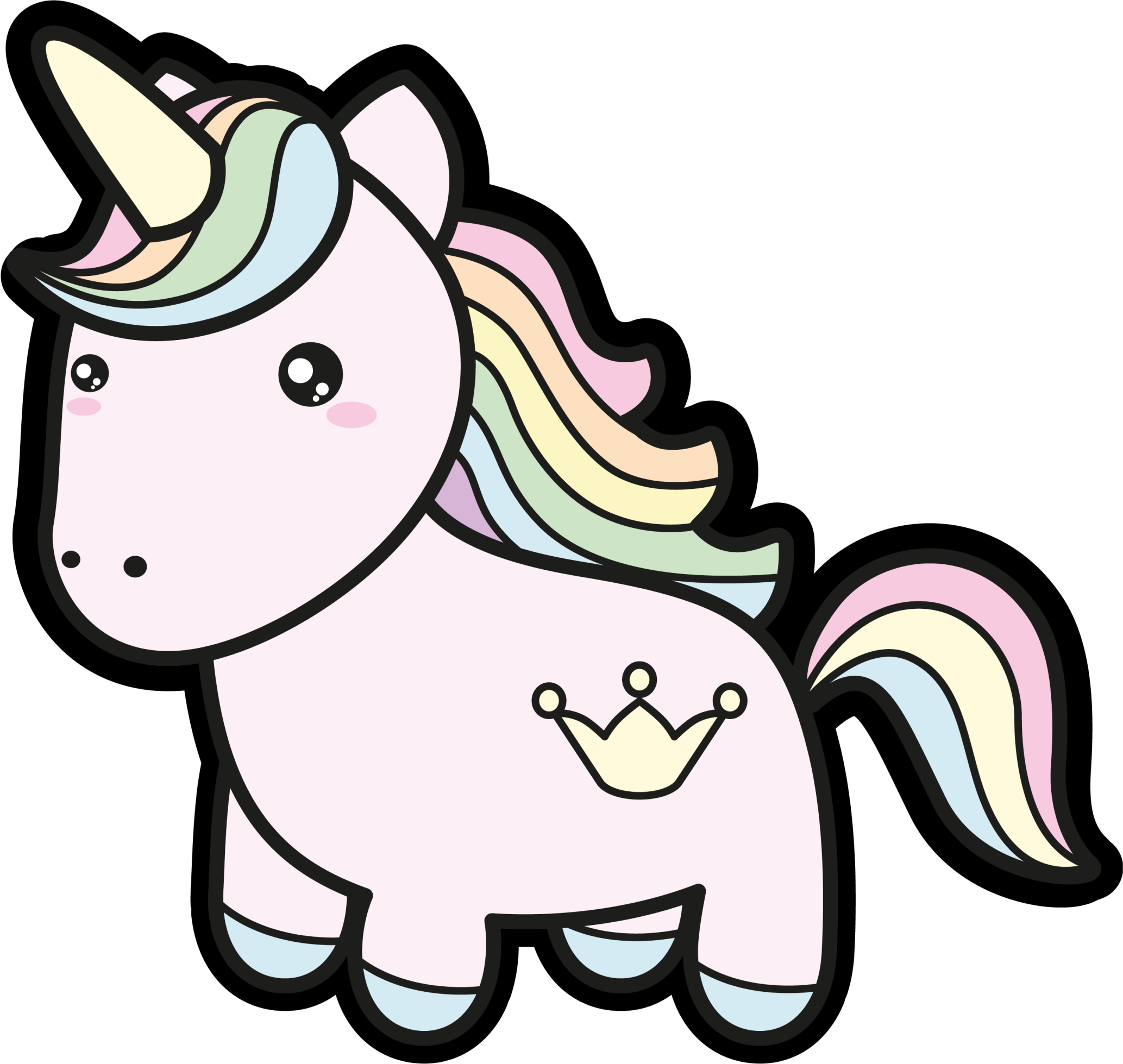 Cute Unicorn Clipart PNG with Transparent Background Rainbow Heart Anime