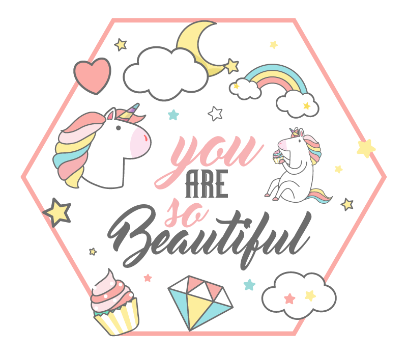 You Are So Beautiful Unicorn Vinyl Rug Tenstickers