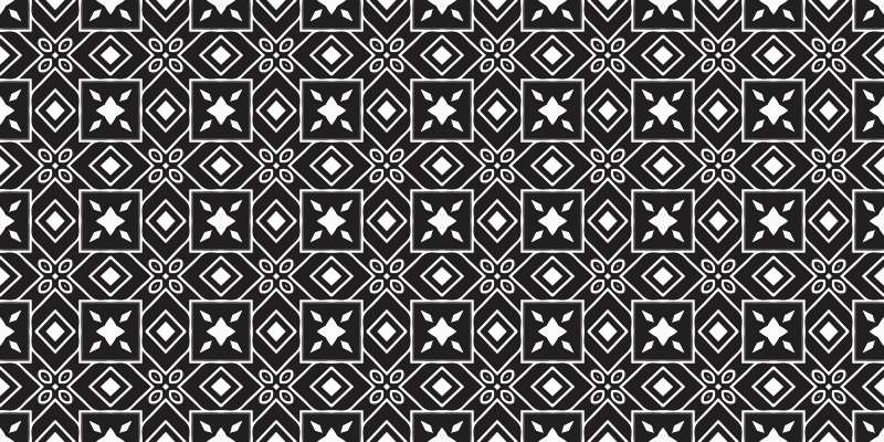 Black and white tiles pattern tile mat - TenStickers