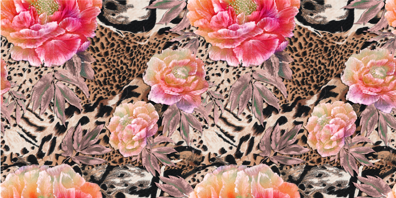 Floral leopard skin animal print vinyl rug - TenStickers