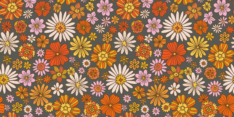 70's flowers flower rug - TenStickers