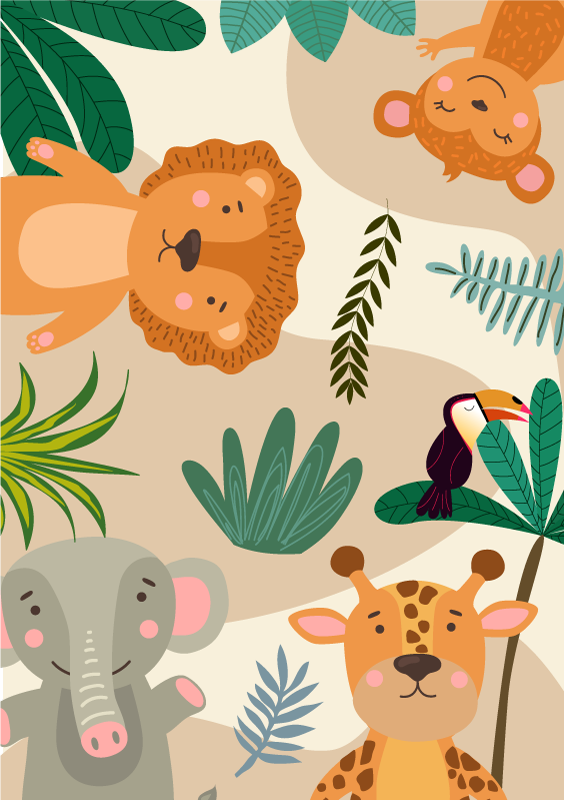 Tapis vinyle pour enfants carte du monde avec des animaux - TenStickers