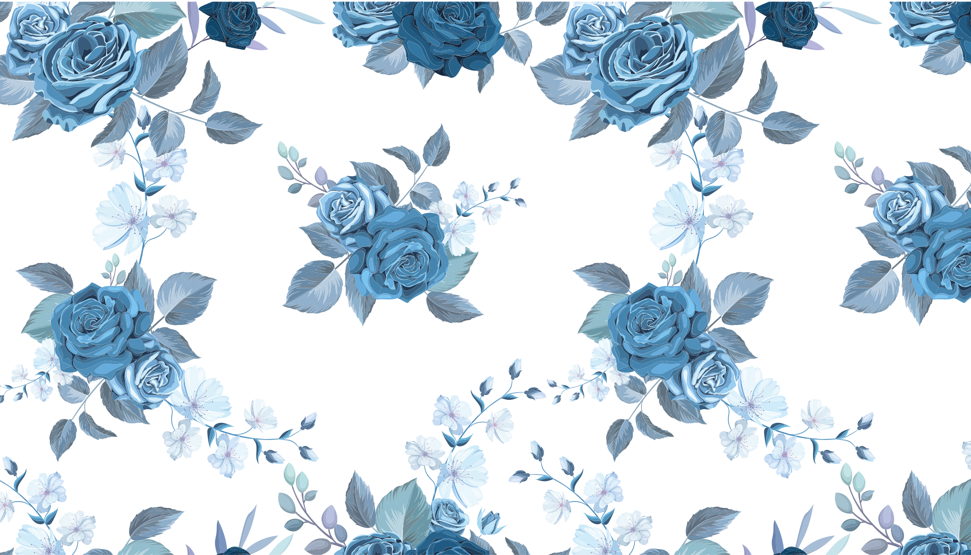 Blue delicate flower pattern flower rug - TenStickers