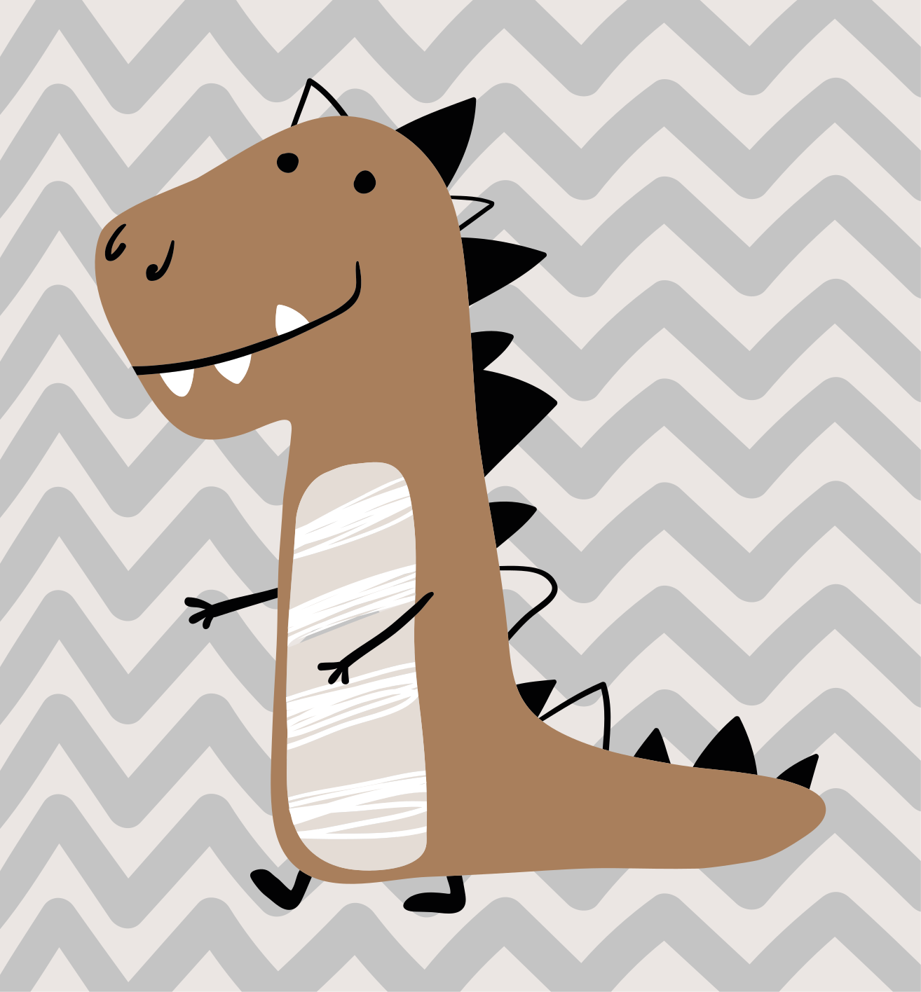 Um dinossauro roxo de desenho animado com dentes grandes