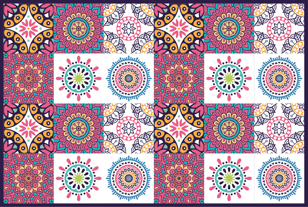 ethnic mandala pattern tiles kitchen flooring - TenStickers