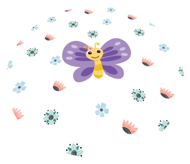 笑顔の女の子の蝶の動物の敷物 Tenstickers