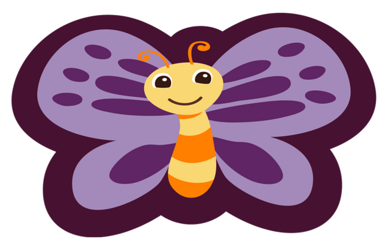 紫色の翼を持つオレンジ色の蝶動物の敷物 Tenstickers