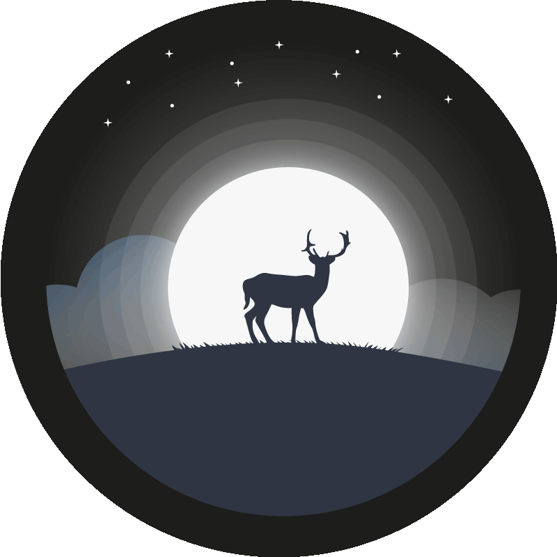 Reindeer silhouette moon behind contemporary rugs - TenStickers
