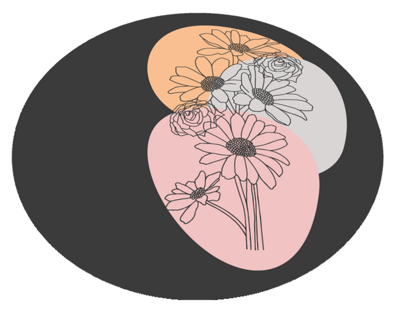 Bouquet of sunflowers and roses line art flower rug TenStickers