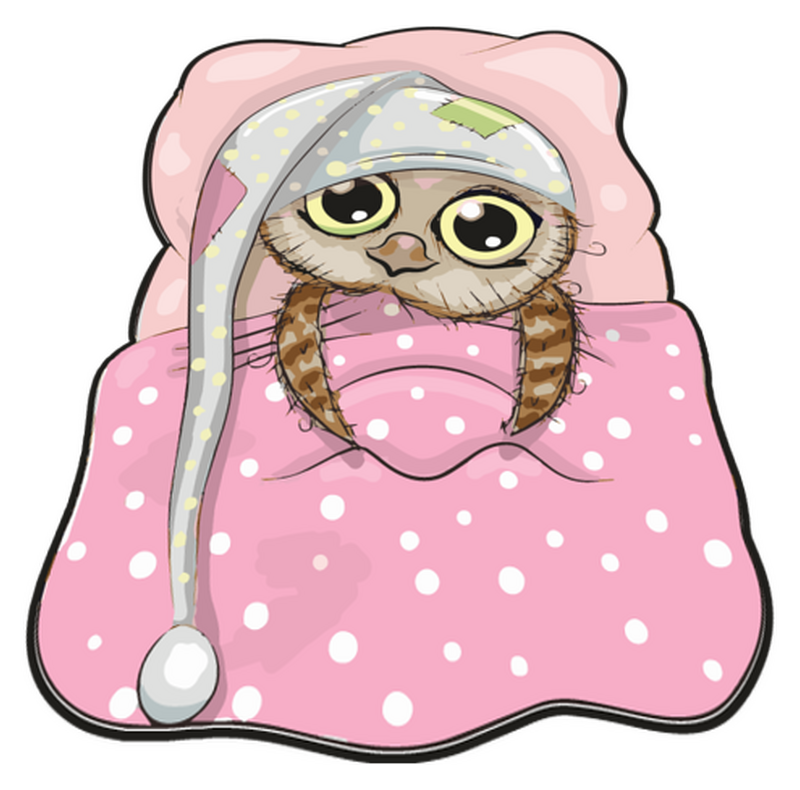 Tapis Vinyl Chambre Mignon Bebe Hibou Sur Le Lit Tenstickers